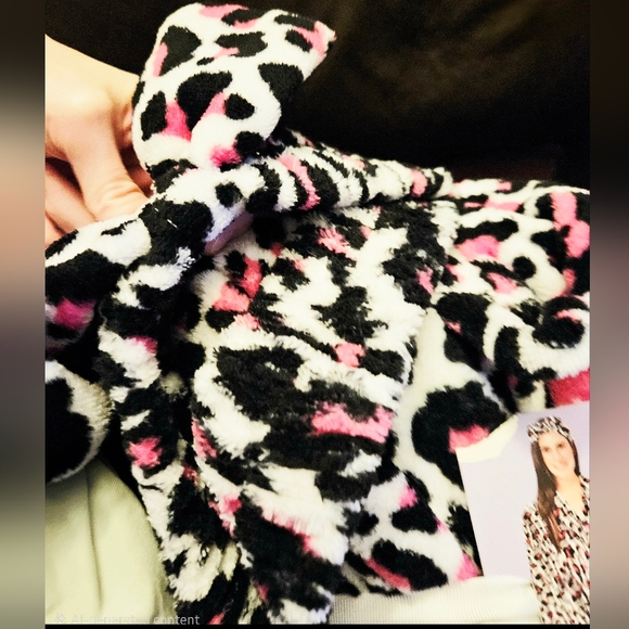 Just Be Leopard Print 2pc Robe & Headband Set - Picture 4 of 6